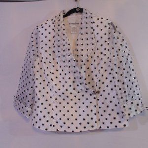 Another Thyme 16 White W/Black polka dots Accent 3/4 Sheer Sleeve  Jacket